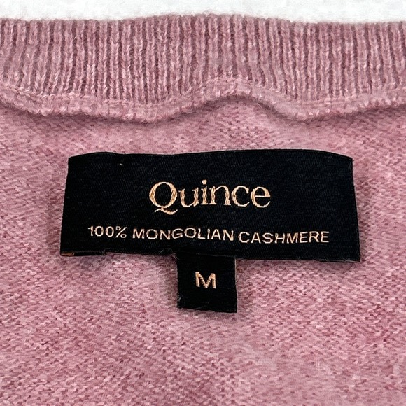 Quince 100% Mongolian Cashmere Sweater Women's Size Medium Pink V-Neck Pullover - Picture 6 of 13